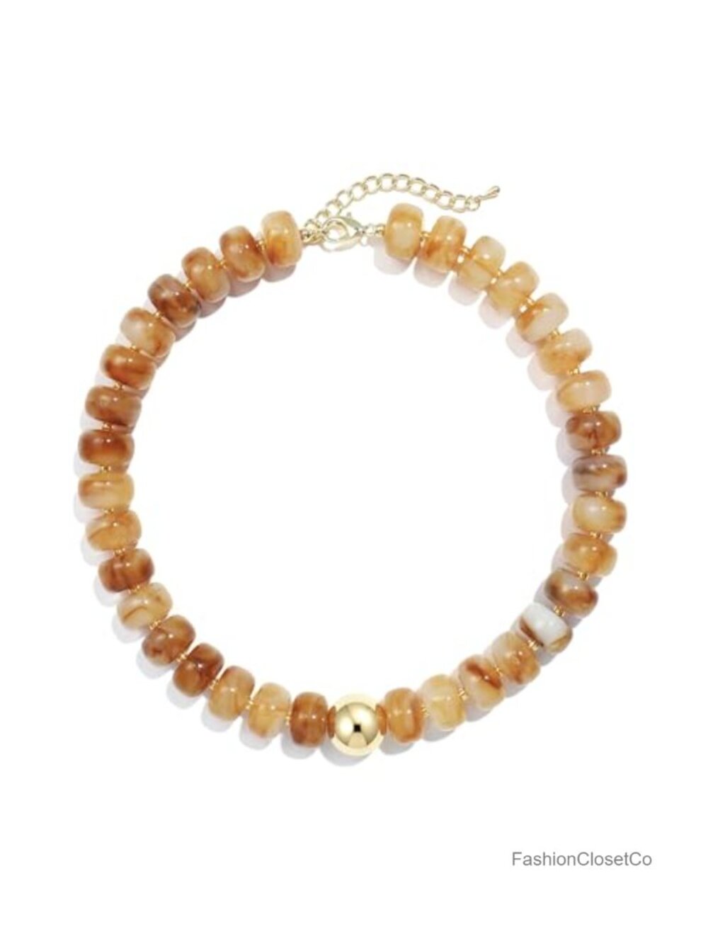 Acrylic Beaded Choker Necklace with Light KC Gold Plated Alloy Lobster Clasp